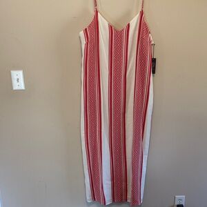 Vince Camuto Red and White Striped Midi Dress